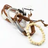 Charm Bracelets Arrival Wood Beads Handmade Feather Guitar Believe Faith Words Men Leather Women Homme Jewelry