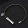 Link pulseiras simples titânio aço trançado pulseira de couro marinheiro corda casal masculino