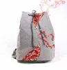 School Bags Weaving Women'S National Style Cotton And Linen Bag Necking Up Shoulder