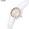 Sinobi Fashin White Ceramic Strap Woman Watches Top Luxury Stainless S Ladies Quartz Wristwatches High Quality Womens Clock 240127