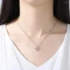 Chains Necklaces For Girls Platinum Double Heart Pendant Necklace With Elegant Clavicle Bone Women To Matching