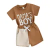 Clothing Sets Infant Toddler Baby Boy Summer Clothes Short Sleeve Mama S Print T-Shirt Tops Color Block Shorts Set Casual Outfit 2Pcs