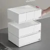 Simples branco desktop organizador gaveta escritório casa cosméticos papelaria caixa de armazenamento empilhável economia espaço 240125