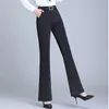 Office Lady Elegant Fashion Flare Pants Spring Autumn Diamonds High midja AllMatch Solid Women Casual Straight Trousers 240201