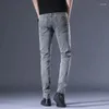 Jeansbroek voor heren met zakken Elastisch Skinny Man Cowboybroek Strakke pijp Casual Slim Fit Stretch Origineel Lente Herfst Kpop