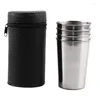 Canecas 1 conjunto de 4 copos de acampamento de aço inoxidável caneca bebendo café chá água cerveja com caso ideal para churrasco feriado piquenique festa