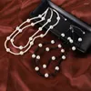Choker biały czarny elegancki łańcuch obojczyka perłowego dla kobiet dla kobiet prezent rocznica szyi ślubna biżuteria