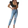 Women's T Shirts Hirigin Sexy Ruffles Fly Sleeve Crop Tops For Women Summer Solid Color V-Neck Lace-up Bandeau Chic Female T-Shirt