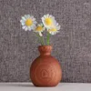 Vasen Vintage handgefertigte Blumenwaren aus Holz mit Massivholz-Desktop-Dekoration Retro einfache trockene Vase