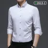 Chemises habillées pour hommes Fibre de bambou Stretch Anti-rides Hommes à manches longues pour Slim Fit Camisa Social Business Blouse Chemise blanche