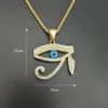 Egyptian The Eye of Horus Pendant Necklace For Women/Men Stainless Steel Evil Eyes Necklace Iced Out Bling Hip Hop Egypt Jewelry 240131