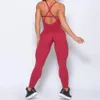 Monos con espalda descubierta para mujer, traje deportivo Sexy, mallas, conjunto de gimnasio combinado, 2023, 240118