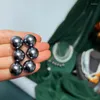 Stud Earrings Tahitian Platinum Gray Natural Deep Sea Shell Pearl And Ear Studs