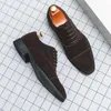 Geklede schoenen Retro Heren Puntig Donkerbruin Suède Patchwork Flats Oxfords Leer Casual Formeel schoeisel Sapatos Tenis Masculino