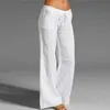 Pantalon d'été en coton et lin pour femmes, mode, couleur unie, jambes larges, décontracté, respirant, taille élastique, 2023, 240201