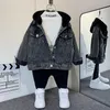 Baby Jungen Mädchen Baumwolle Denim Kapuzejacke Kind Kleinkind Kind Jean Coat Frühling Herbst Outwear Kleidung 312y 240122