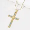 Pendentif Colliers 1PC Personnalité Croix Résurrection Cuivre Micro-Inset Zircon Simple Collier