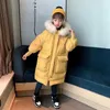 ダウンコート4-14歳の10代の女の子冬の暖かいウィンドブレイカージャケットのための綿綿ファッションフード付き子供アウターウェア