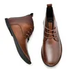 Chaussures habillées rétro marron pour hommes de haute qualité en cuir bout pointu bottines homme haut tendance à lacets hommes formels