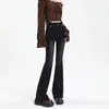Flared Jeans Woman Vintage High Waist Women Slim Stretch Denim Tight Pant Korean Street Style Casual Trousers Plus Length 240201