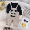 Vêtements d'automne pour bébés garçons, haut à manches longues en coton, salopette Panda mignon 2 pièces/ensembles, tenues décontractées pour enfants, survêtements pour enfants 240202