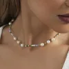 Collier ras du cou coloré en perles de riz pour femmes, Imitation de perles, tendance, bijoux de bal romantiques, vente en gros, vente directe
