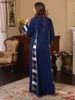 Etnische kleding Elegante casual bloemenborduurwerk Patchwork Lange jurken Vintage contrasterende kleur Kaftan Ramadan Gulf Abaya's voor dames