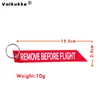 Keychains Voikukka Jewelry Red Letter One Side Printing Remove Before Flight Motorcycle Exhaust Pipe Plug Streamer Keychain Wholesale