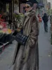 Mode Lange Faux Pelz Trenchcoat Frauen Solide Revers Langarm Dicken Flauschigen Mäntel Herbst Winter Chic Dame Streetwear Mäntel 240124