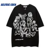 Aelfric Eden Mens Casual Y2K Cartoon Line Character Print T-shirts Harajuku Hip Hop Streetwear Anime Graphic Tshirts Cotton Tops 240129