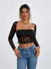 Damen Tanks Frauen Y2K Spitze Ausgehen Tops Durchsichtiges Mesh Langarm Shrug Shirt Cami Tube Top 2 Stück Streetwear