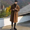 Primavera comprimento médio casaco masculino moda lã trench coats coreano solto casual duplo breasted jaquetas 240125