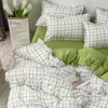 Kawaii Cherry Duvet Cover Set Pillowcase Flat Sheet Floral Boys Girls Twin Full Size Soft Bedding Kit Korean Ins Style Home Use 240202