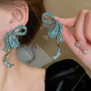 Boucles d'oreilles avec nœud en strass bleu pour femmes, élégant, grand et Long, goutte, bijoux de mariage, cadeau
