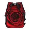 バックパック女性レインドロップバレンタインデーファッションバッグ付きレッドバラの花学校のブックバッグモキラ