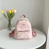 Mochilas escolares Mochilas de hombro portátiles de color sólido para mujer Bolsa de estudiante de lona suave