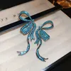 Studörhängen överdriven mode blå strass båge för kvinnor elegant stor lång bowknot dropp kvinnlig bröllop smycken gåva