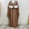 Ethnic Clothing Chiffon Women Open Abaya Kaftan Dubai Turkey Bat Sleeves Luxury Loose Robe Islamic Dresses Ramadan Kimono Muslim Woman Dress