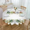 Table Cloth Egg Plant Watercolor Hand-Painted Leaves Waterproof Tablecloth Decoration Wedding Home Kitchen Dining Room Round