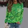 Женские футболки, женские пуловеры, элегантная блузка с принтом ко Дню Святого Патрика, большой размер, с круглым воротником и длинными рукавами, Y2k Camiseta