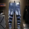 Calças de brim masculinas calças casuais gráfico homem cowboy calças primavera outono 2024 moda em preto goth designer denim tendência clássico