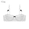 Varsbaby Women's Sexy Underwear Bow Shoulder Strap Half Cup Underwire Lace Bra 240131