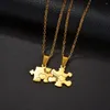 Pendentif Colliers Amant Jumelé Puzzle Pour Femmes Hommes Zircon Coeur En Acier Inoxydable Couple Collier Amitié Bijoux