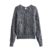 Taop Za Early Spring Product Womens Fashion and Casual Versatile Artificial Pearl Decoration Knitted Pullover Sweater 240127