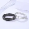 Wedding Rings 2PCS Black White ECG Electrocardiogram Copper Plated Platinum Couple Ring Resizeable Finger Jewelry Wholesale