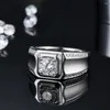 Кольца кластера 1 D-цвет, белое золото, муассанит, бриллиант, камень, стерлинговое серебро 925 пробы, для мужчин, обручальное кольцо, ювелирные изделия высокого качества