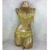 Partihandel Belly Dance Costume 3st Set Bh Belt Necklace Gold Silver White 4 Colors #TF20134D/DD36D/DD38/D/DD40B/C/D42D/DD 240202