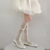 Dames sokken lolita kanten ruches kousen balletstijl zoete meisjes knie jk Japanse solide kleur lang