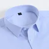 Chemises habillées pour hommes rayé élégant boutonné chemise à manches longues pour les activités professionnelles fibre de bambou coupe régulière facile à entretenir Plaid