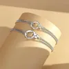 Bracelets de charme 1PC Style Double Cercle Simple Bracelet Femme Bureau Mince Mode Amitié Bijoux